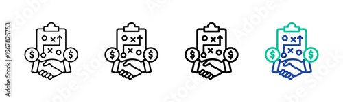 Business Strategy Icon Collection Different Style Outline