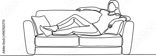 Woman Relaxing on a Sofa.