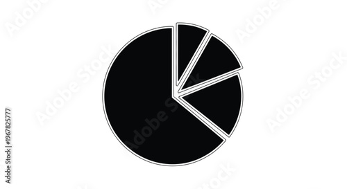 Simple black and white pie chart showing unequal proportions of data