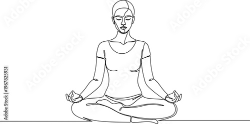 Woman meditating in lotus position.
