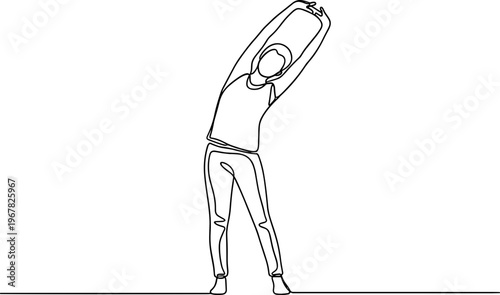 Person stretching arms up high.