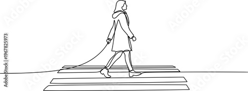 Woman walking on steps alone outside.