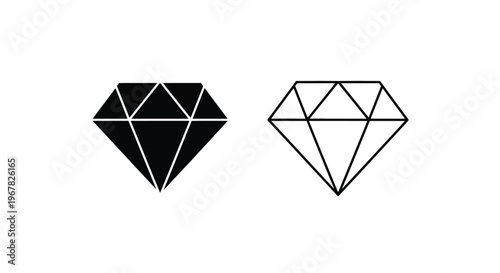 Two diamond illustrations one filled one outlined on a white background