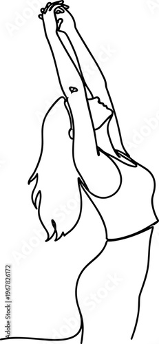 Woman doing yoga stretch exercise.