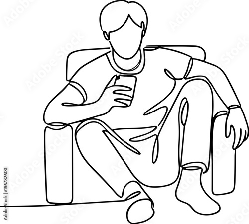 Man sitting on a chair relaxing.