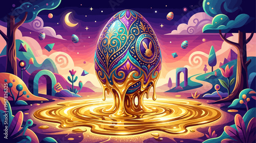 Surreal Melting Easter Egg Vector