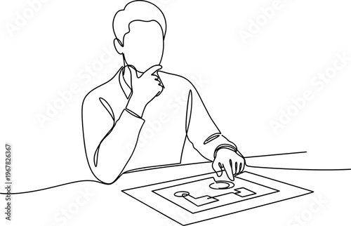 Man playing chess game strategy.