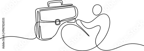 Businessman with briefcase sitting down.