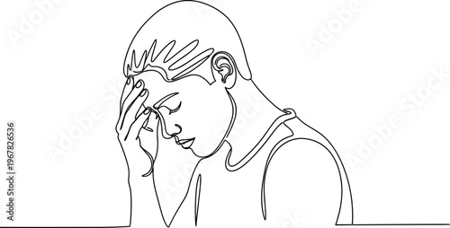 Man with hand on forehead stressed.