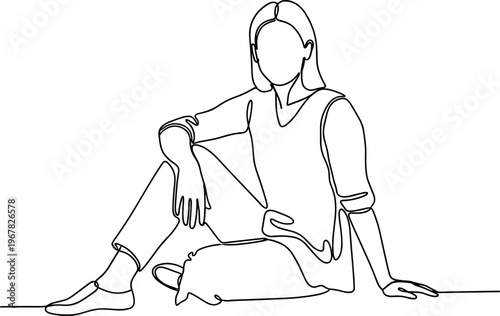 Woman Sitting in Casual Clothing Outdoors.