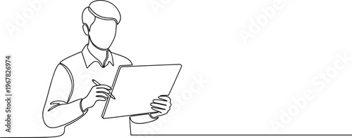 Man holding a digital tablet device.