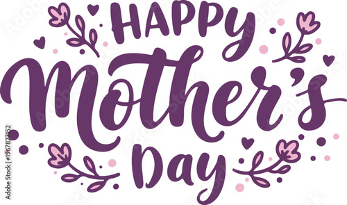 Happy mother s day greeting card with floral design and hearts