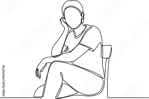 Woman Sitting on Chair Relaxing Alone.