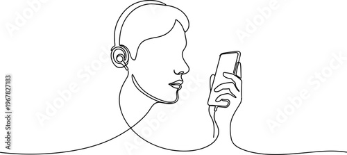 Person wearing headphones and listening music.