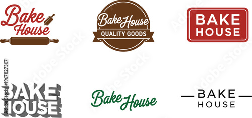 A collection of bake house logos with varying styles and color palettes showcasing different branding approaches for bakeries high quality professional detailed modern