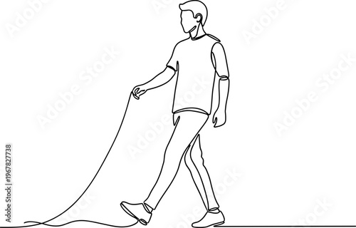 Man walking with a skipping rope.