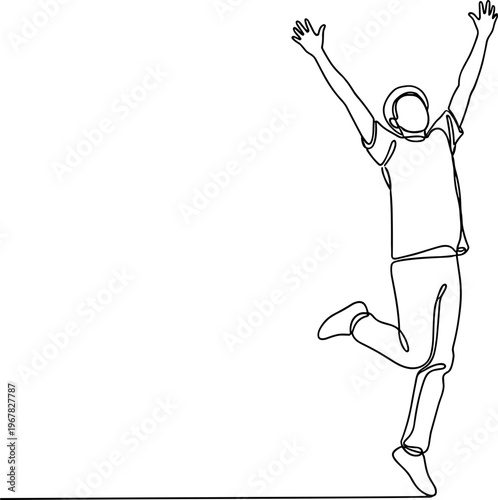 Man jumping in the air happily.