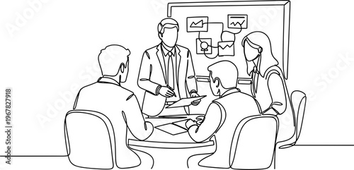 Business people sitting around table.