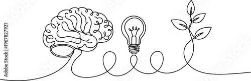 Brain with light bulb idea inspiration.