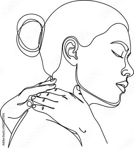 Woman Receiving Neck Massage Therapy Session.