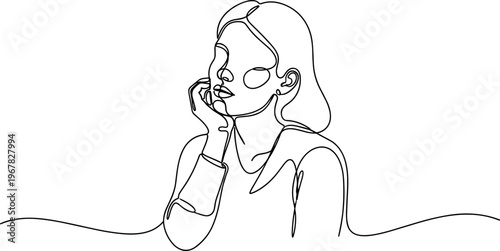 Woman Smiling on the Phone Call.