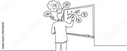 Man Drawing on Whiteboard with Ideas.