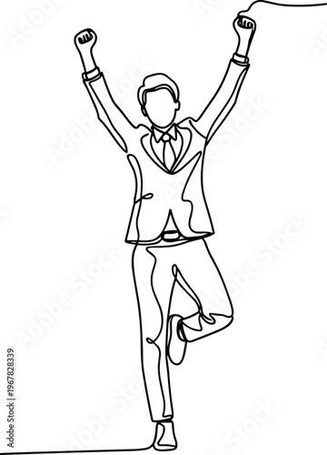 Man in business suit celebrating success.