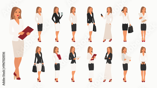 Diverse group of professional women in various business attire poses
