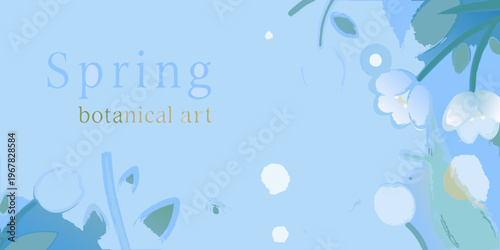 Delicate spring floral illustration with blue and white hues