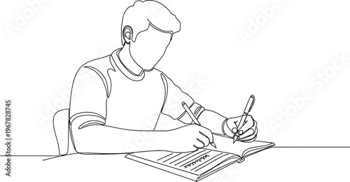 Man writing on a notepad.