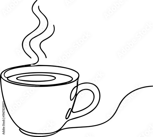 Steaming hot cup of coffee.