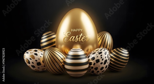 Happy easter stunning golden egg with decorative eggs a festive celebration