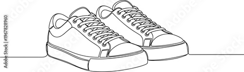 A pair of white sneakers.