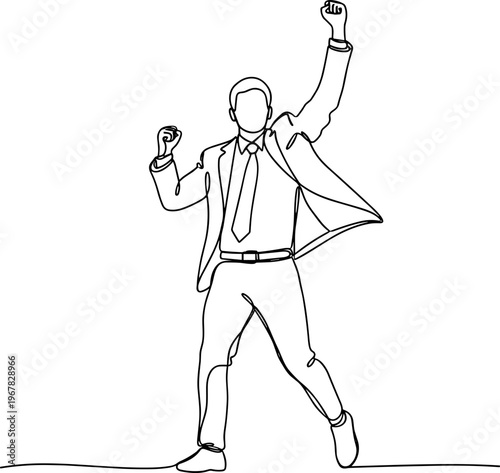 Man in business attire celebrating success.