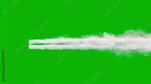 water trail or jet engine exhaust on green screen background for vfx 3d illustration
