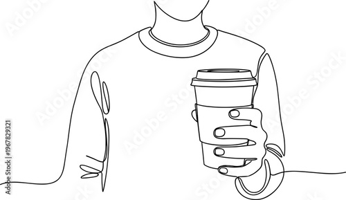 Person holding a coffee cup.