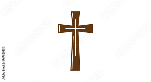 Stylized Brown Christian Cross Icon