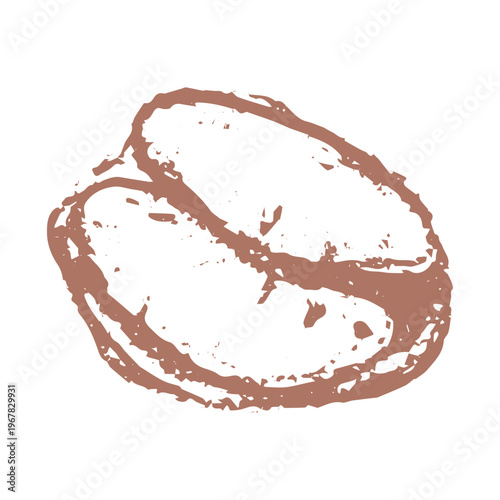 Hand drawn fresh roasted coffee bean Arabica robusta seed doodle Single element for print, web, design, decor