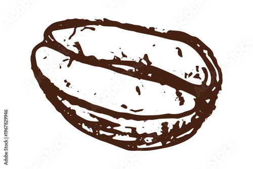 Hand drawn fresh roasted coffee bean Arabica robusta seed doodle Single element for print, web, design, decor