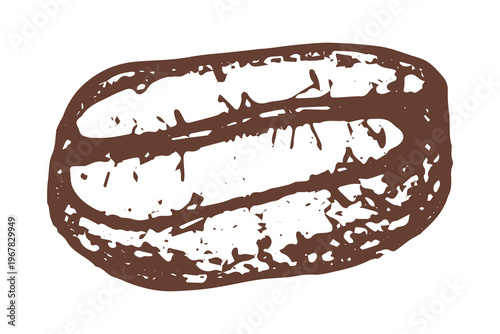 Hand drawn fresh roasted coffee bean Arabica robusta seed doodle Single element for print, web, design, decor