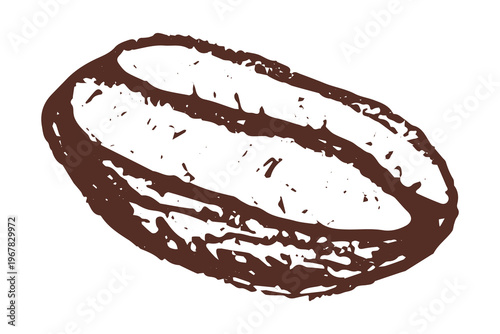Hand drawn fresh roasted coffee bean Arabica robusta seed doodle Single element for print, web, design, decor