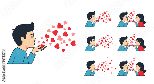 Couple Blowing Hearts, Romantic Love, Valentine's Day Celebration