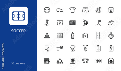 Soccer or Football Line Icon Set