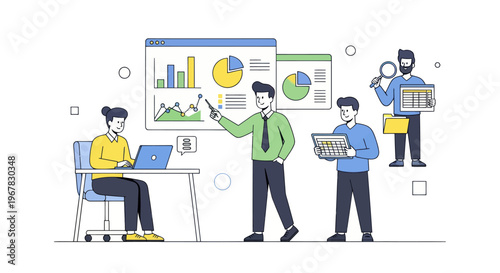 Business Team Analyzing Data and Charts for Strategy Meeting