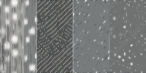 Four grayscale panels displaying varied abstract textures and patterns