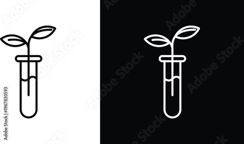 Test tube with plant icon