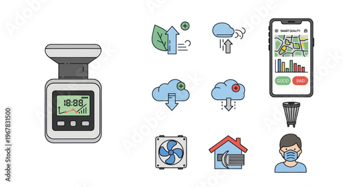 Smart Home Air Quality Monitoring System with Icons