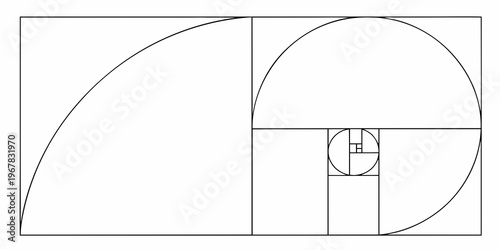 Golden ratio illustration with overlapping arcs and a square division