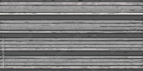 Abstract pattern of horizontal gray and white striped metal shutters