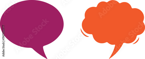 Vibrant purple and red speech bubbles